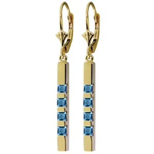 0.7 Carat 14K Solid Yellow Gold Forseti Blue Topaz Earrings