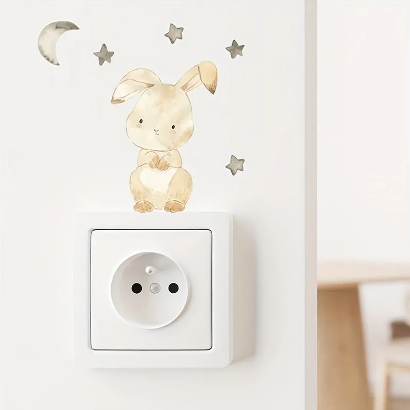 6pc Cute Animal Switch Stickers for Childrens Room Decor