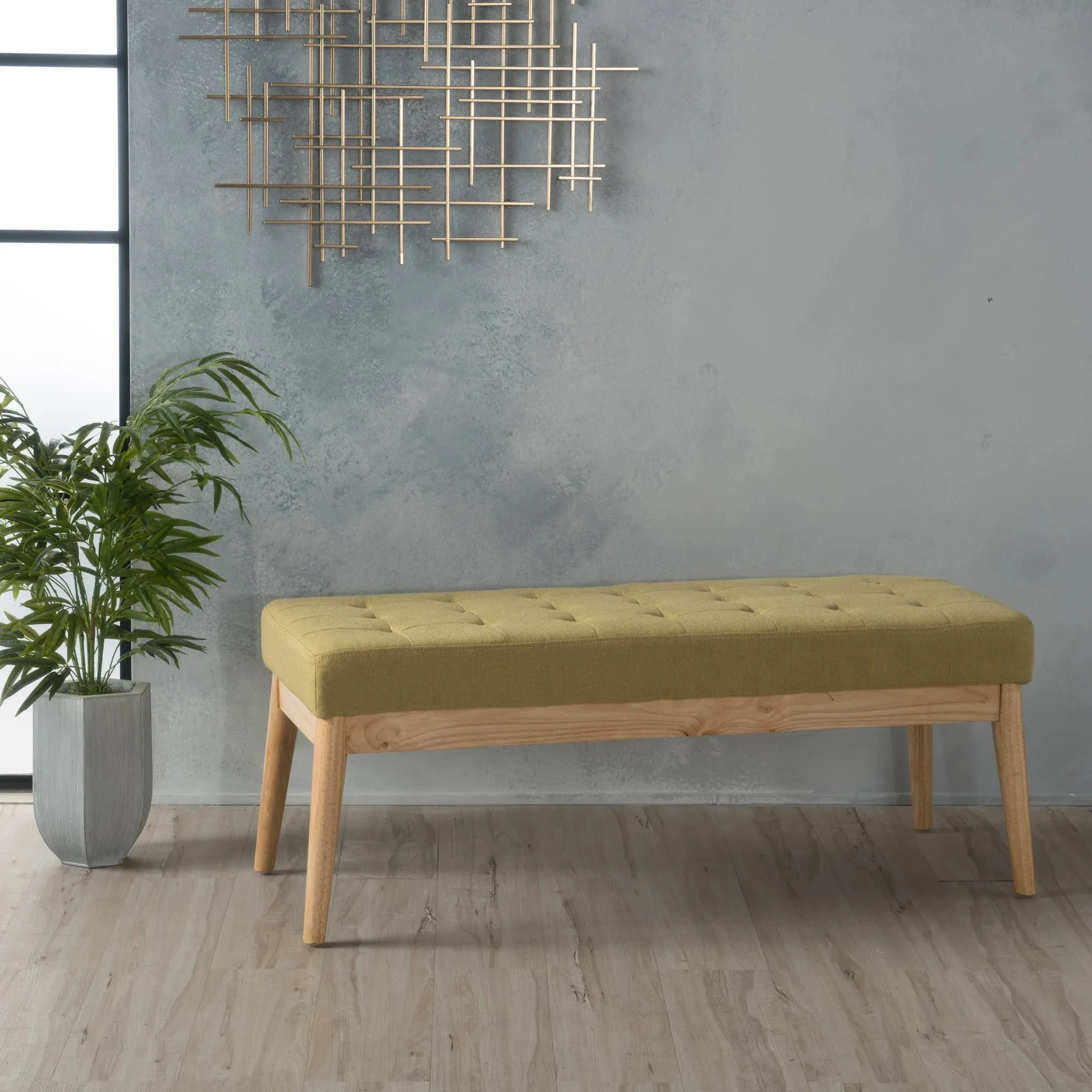 Anglo Modern Mid-Century Fabric Bench