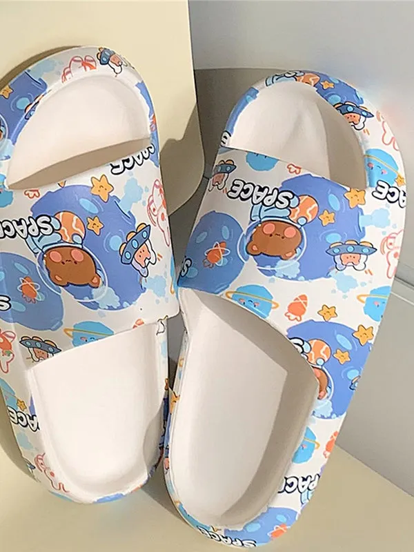 Blue Cartoon Bear Bath Lounge Slipper