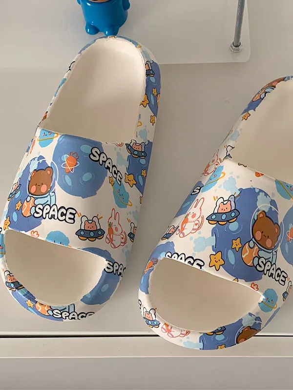 Blue Cartoon Bear Bath Lounge Slipper