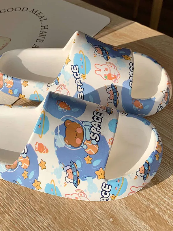 Blue Cartoon Bear Bath Lounge Slipper