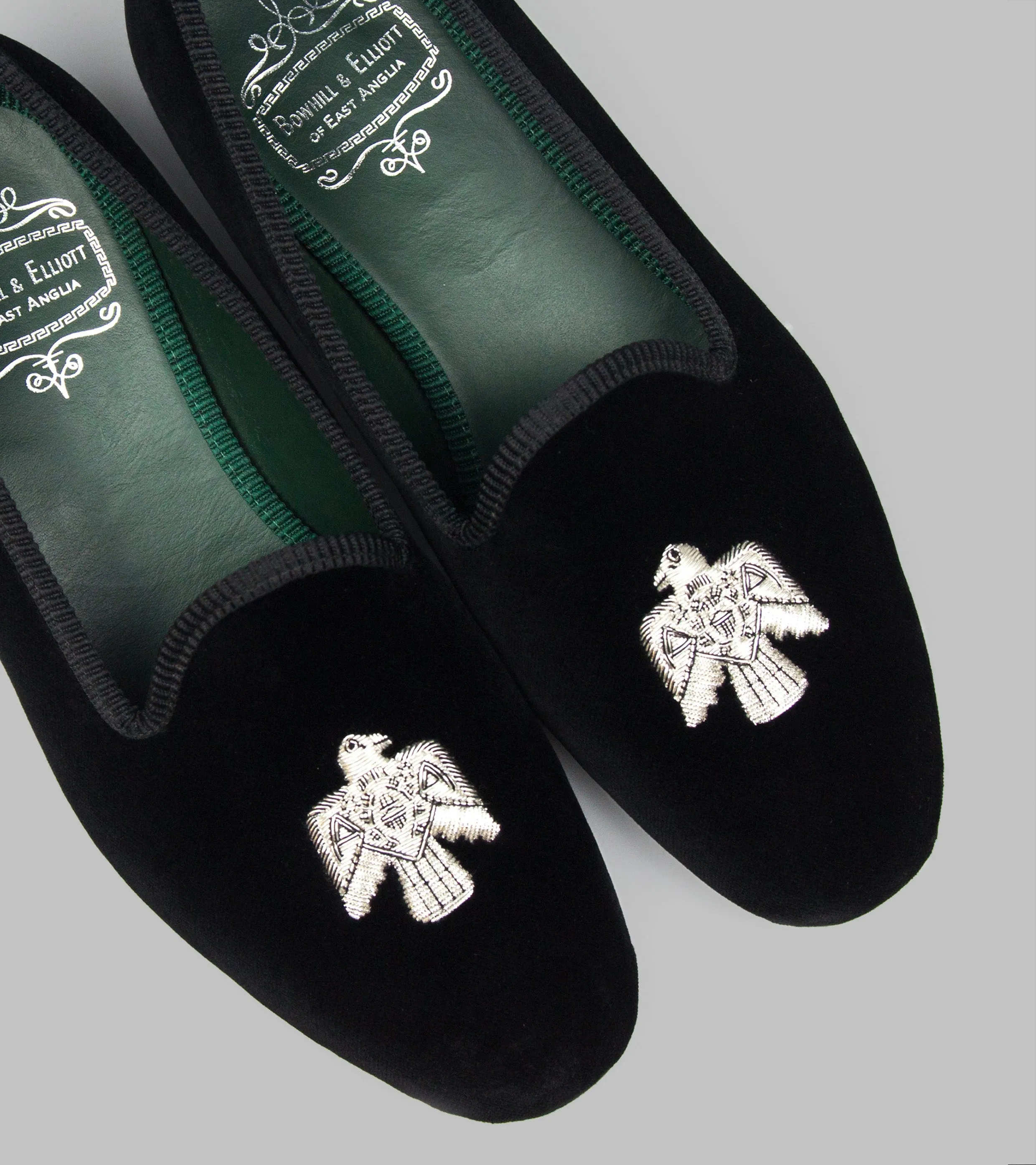 Bryceland's x Bowhill & Elliott Velvet Slippers Black