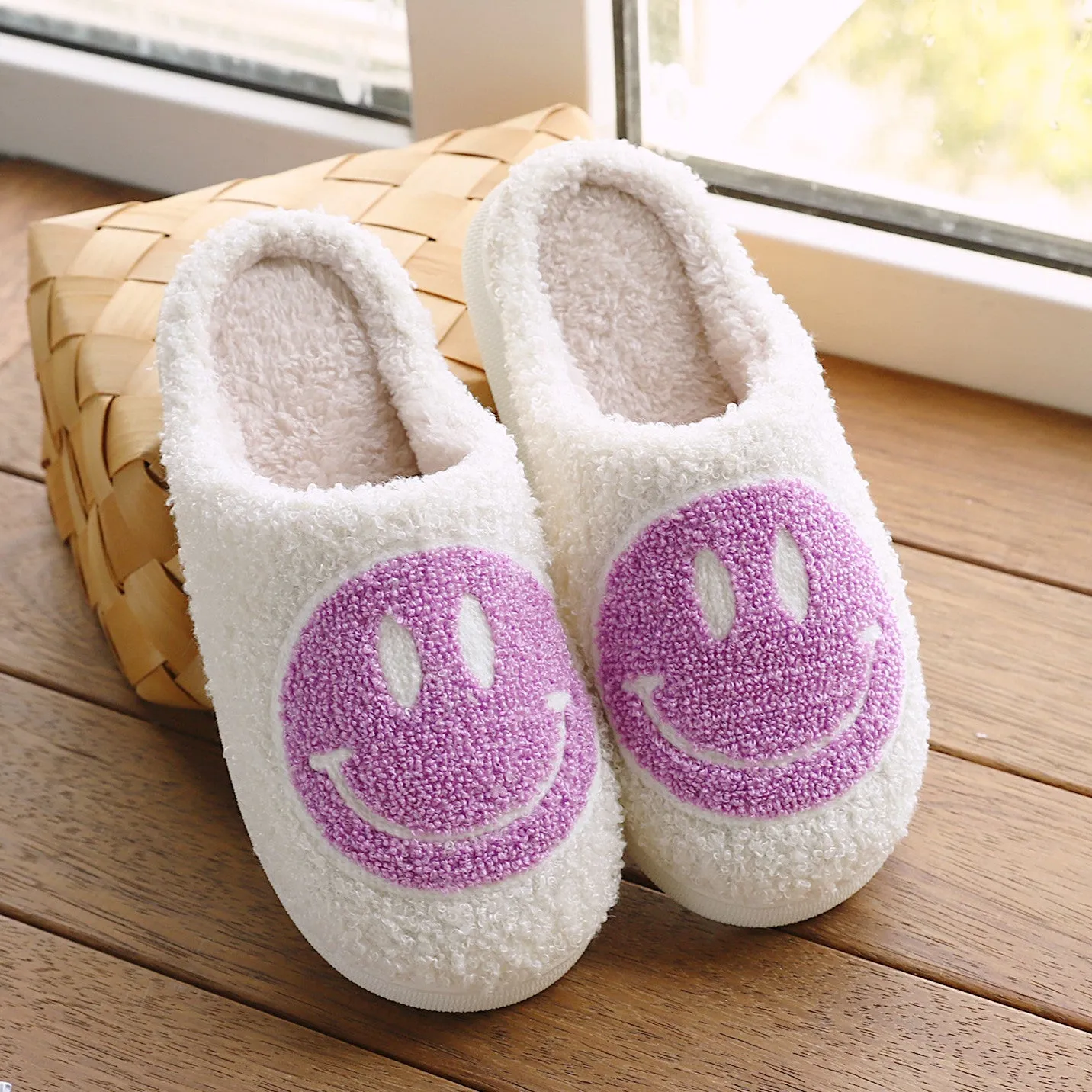 Cixi Uno Shoes New Goods Side Slit Smiley Couple Cotton Slippers Home Women&#039;s Cartoon Slippers