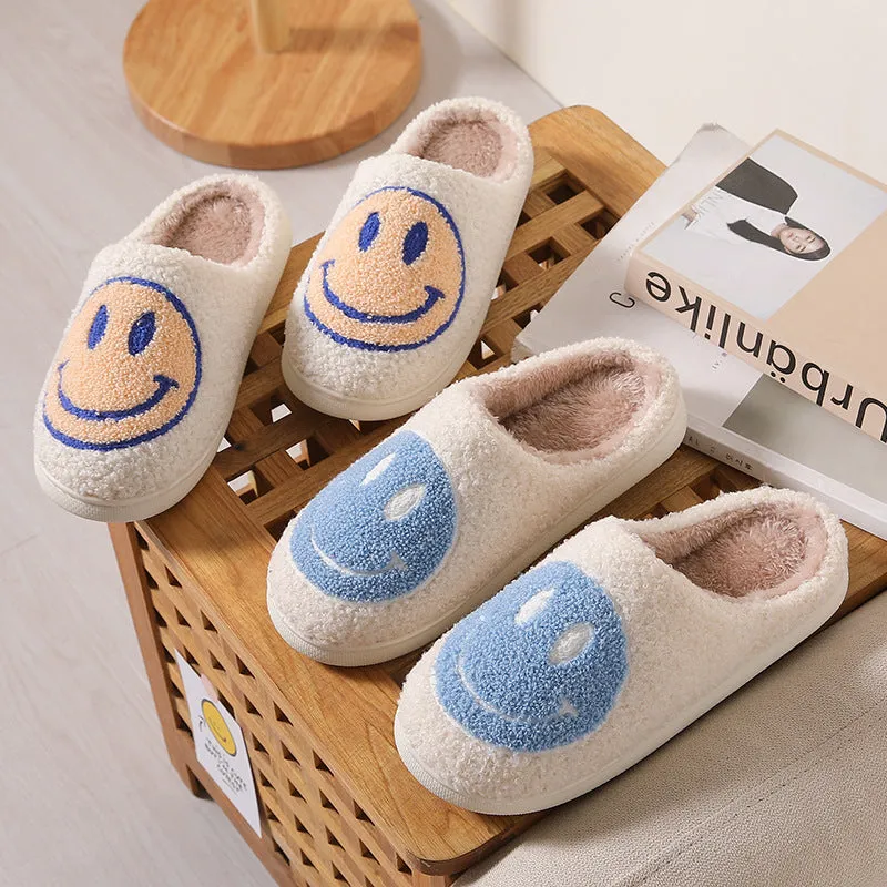 Cixi Uno Shoes New Goods Side Slit Smiley Couple Cotton Slippers Home Women&#039;s Cartoon Slippers