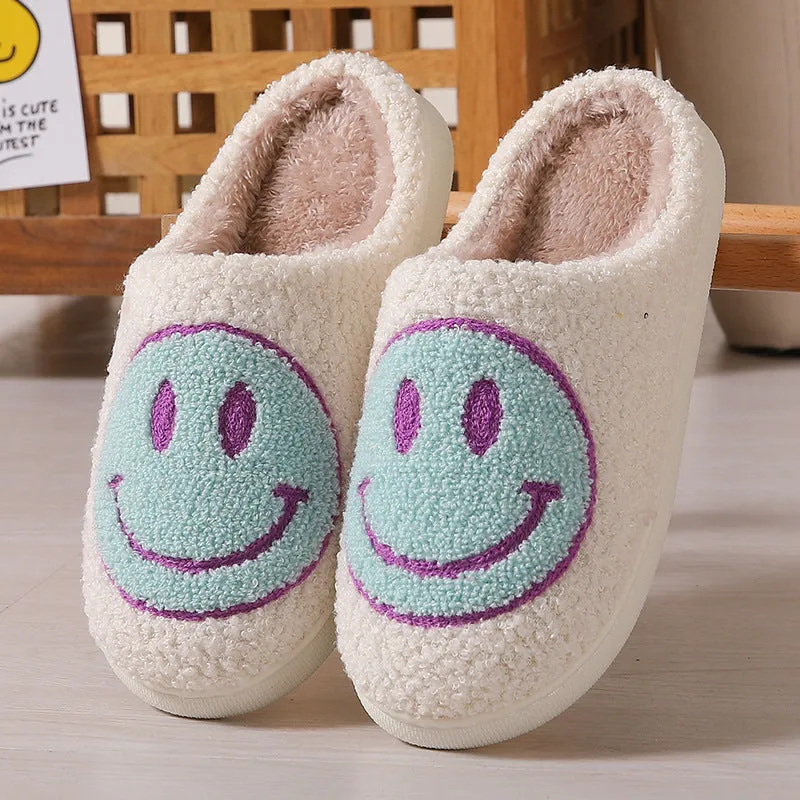 Cixi Uno Shoes New Goods Side Slit Smiley Couple Cotton Slippers Home Women&#039;s Cartoon Slippers