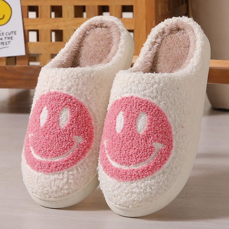 Cixi Uno Shoes New Goods Side Slit Smiley Couple Cotton Slippers Home Women&#039;s Cartoon Slippers