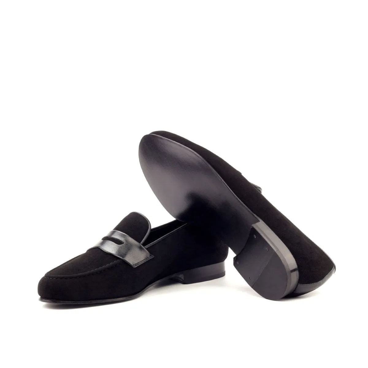 DapperFam Enzo in Black Men's Suede Slipper