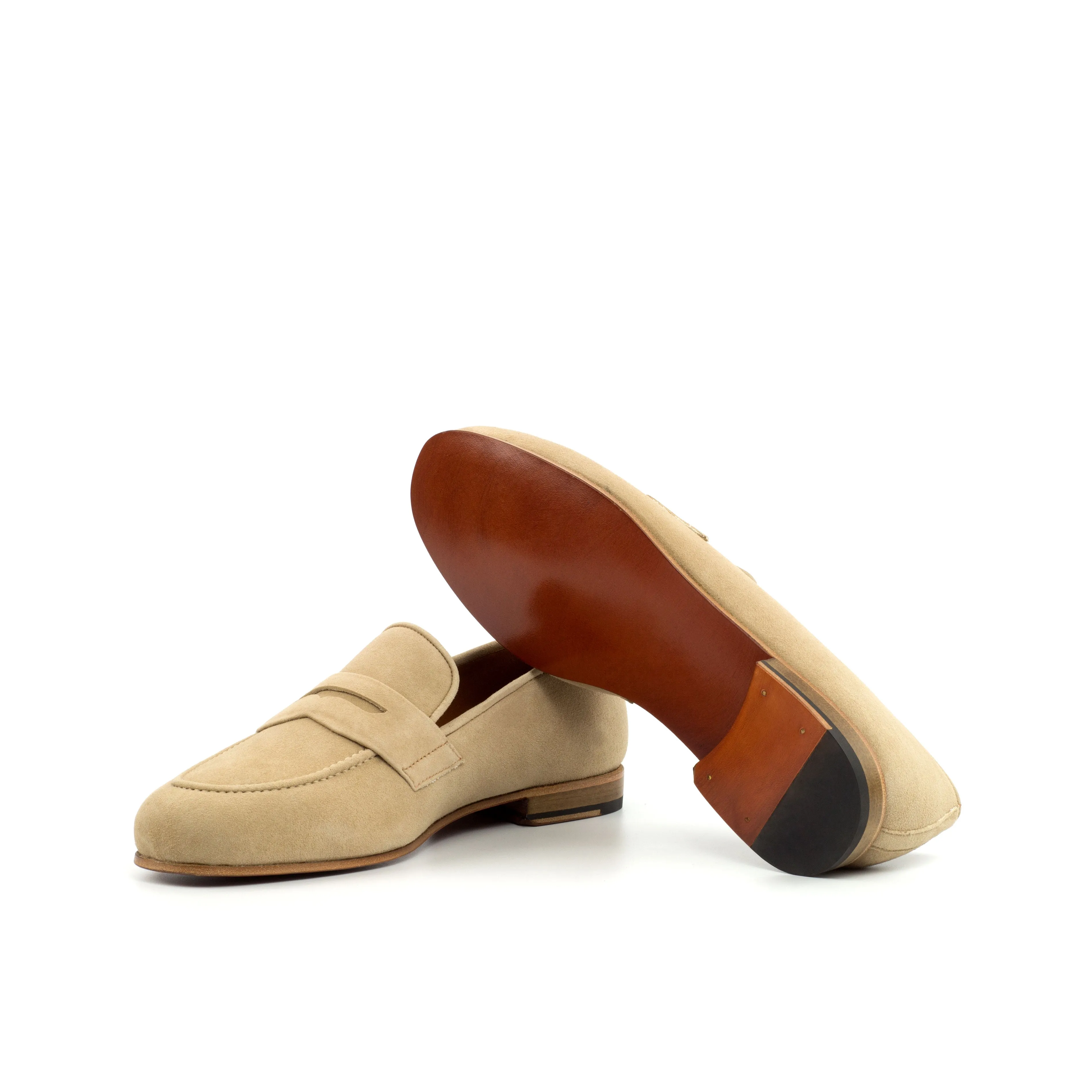 DapperFam Enzo in Camel Men's Italian Suede Slipper