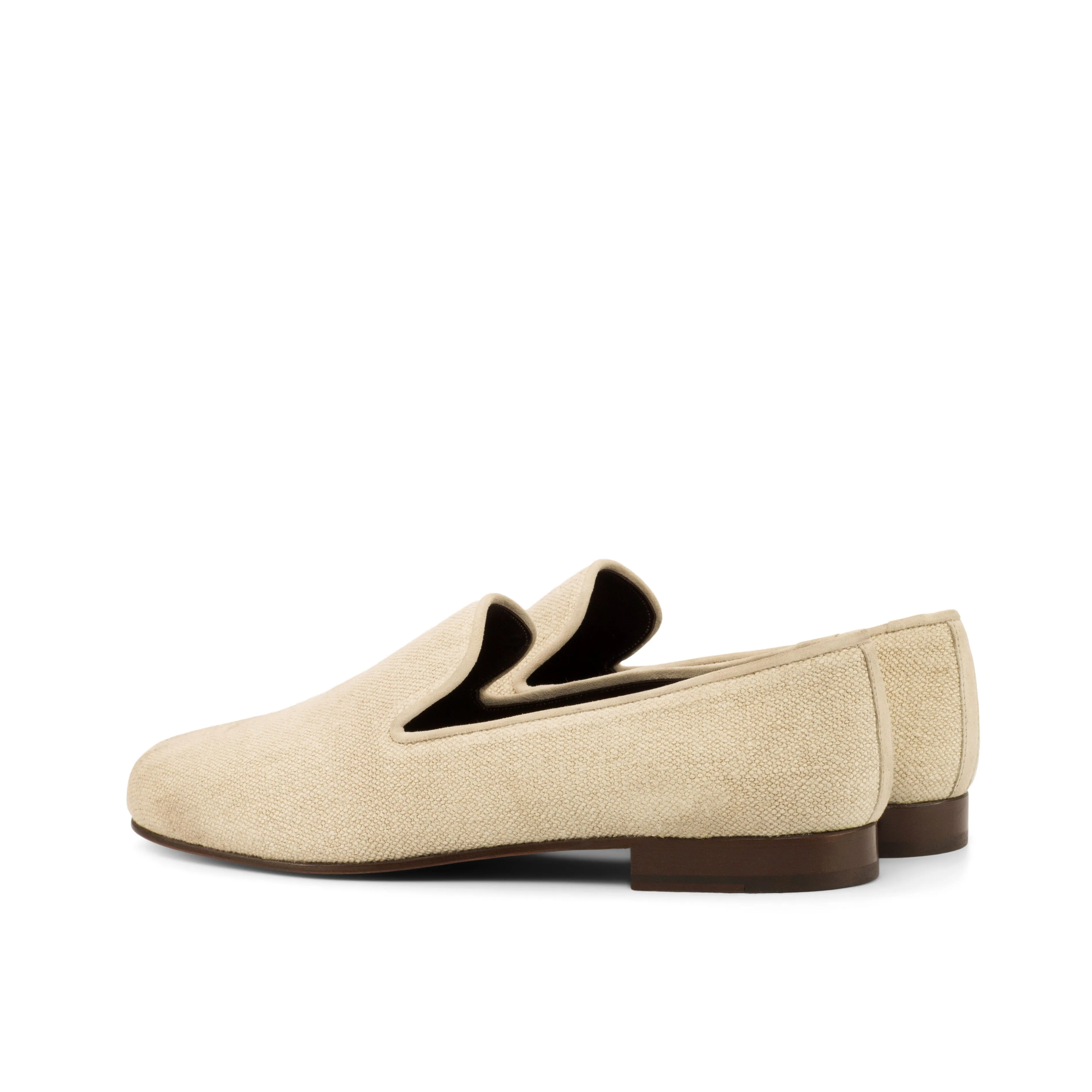 DapperFam Enzo in Ice / Ivory Men's Linen & Italian Suede Slipper