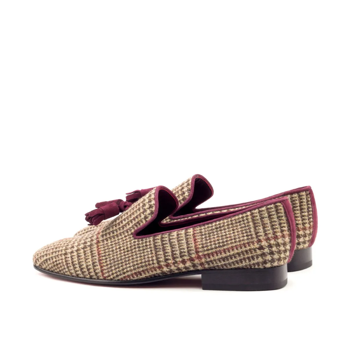 DapperFam Khalil in Tweed / Wine Men's Sartorial & Italian Suede Slipper