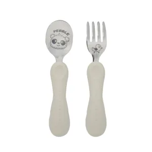 Easy Grip Fork & Spoon Set - Pebble