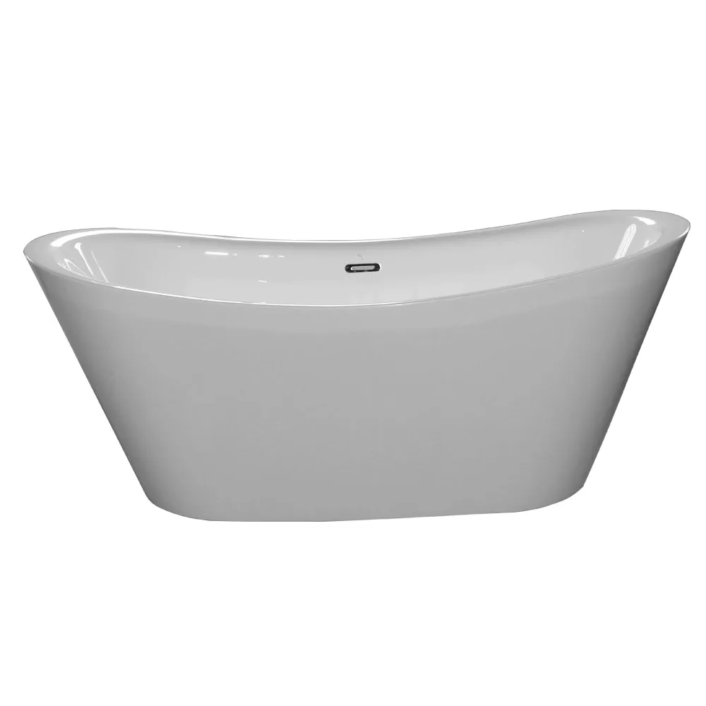 Free Standing Bath Tub 67"L x 30"W x 27"H, Acrylic, Glossy, Double Slipper, Center Drain, 65 Gallons