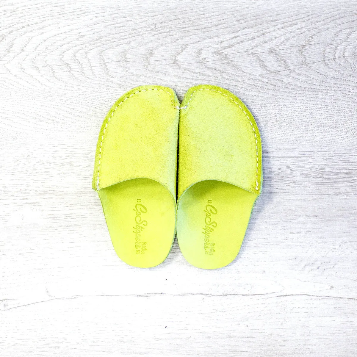 Green CP Slippers Kids Minimalist