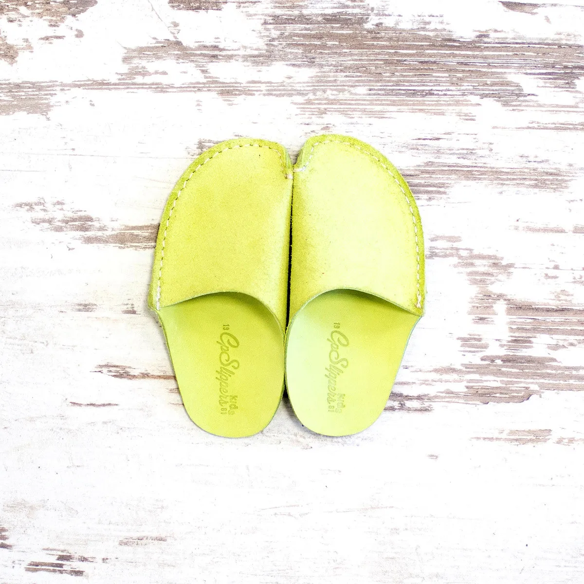 Green CP Slippers Kids Minimalist