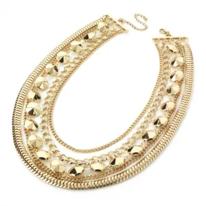 Ladies Womens Girls Costume Fashion Jewellery Five row gold colour chain necklace.