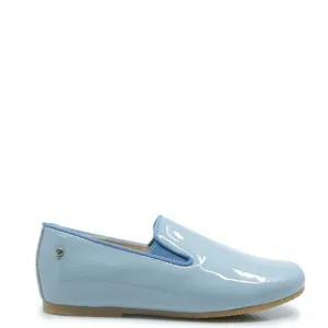 Manuela Sky Blue Patent Smoking Loafer