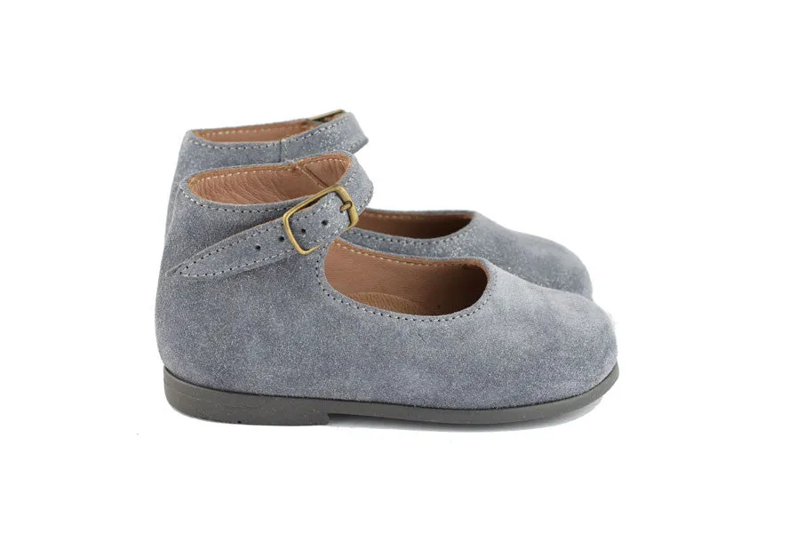 PèPè Girls Grey Shimmering Suede Mary Jane