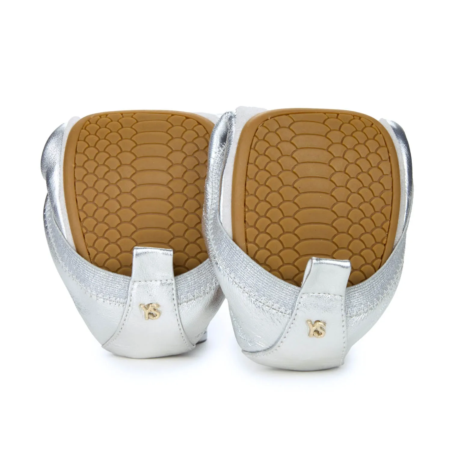 Samara Foldable Ballet Flat in Silver Leather