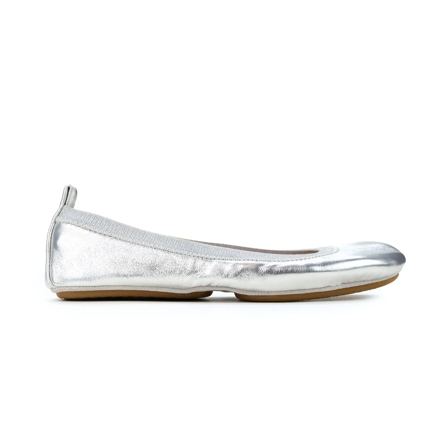 Samara Foldable Ballet Flat in Silver Leather