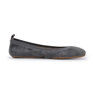 Samara Foldable Ballet Flat in Smoke Suede