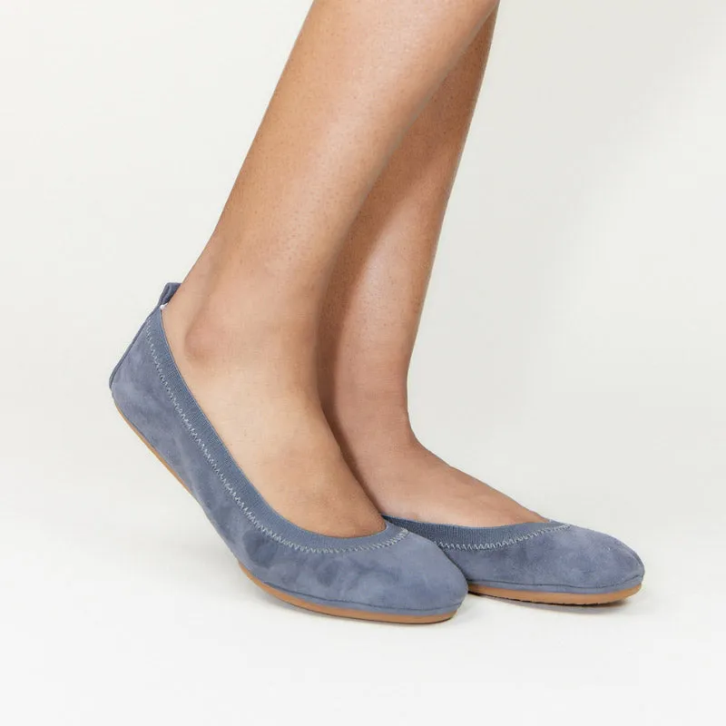 Samara Foldable Ballet Flat in Smoke Suede