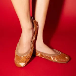 Samara Foldable Ballet Flat in Whiskey Calf Hair