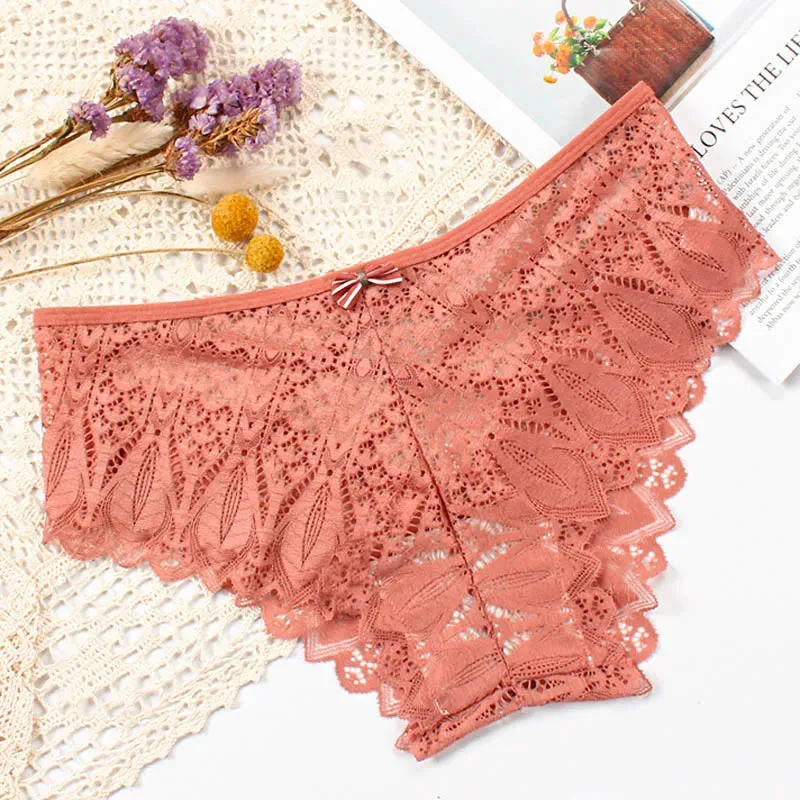 Trendy Lace Low-waist Hollow Out Briefs