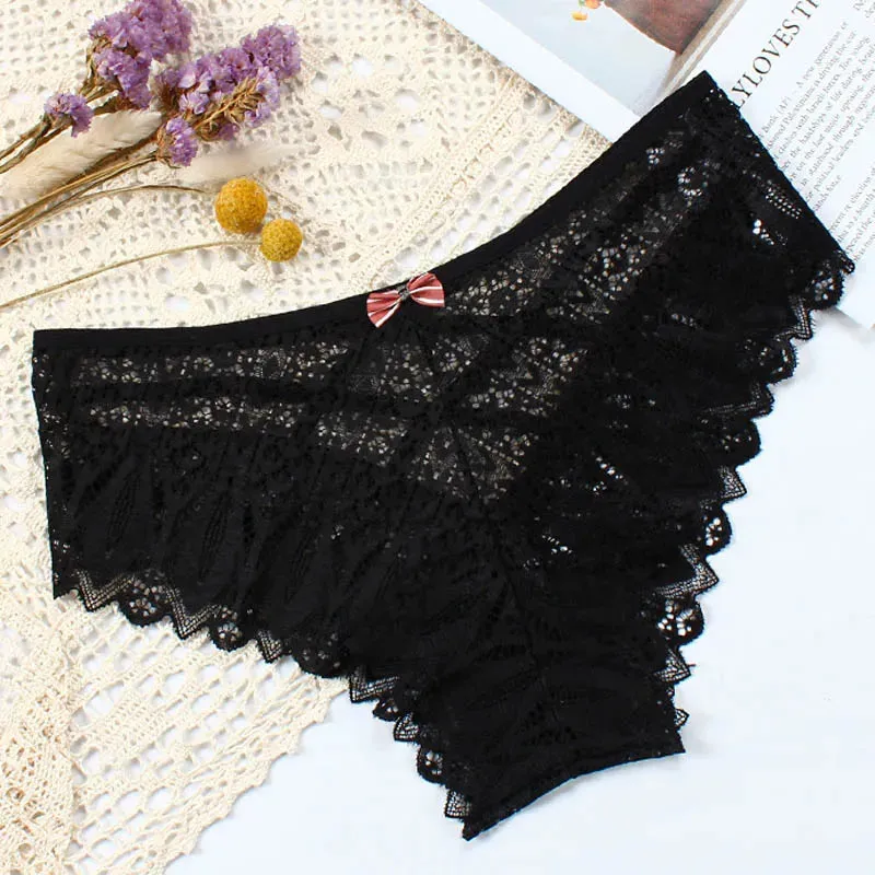 Trendy Lace Low-waist Hollow Out Briefs