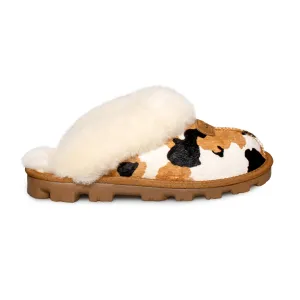 UGG Coquette Cow Print Chestnut Slippers - Women's