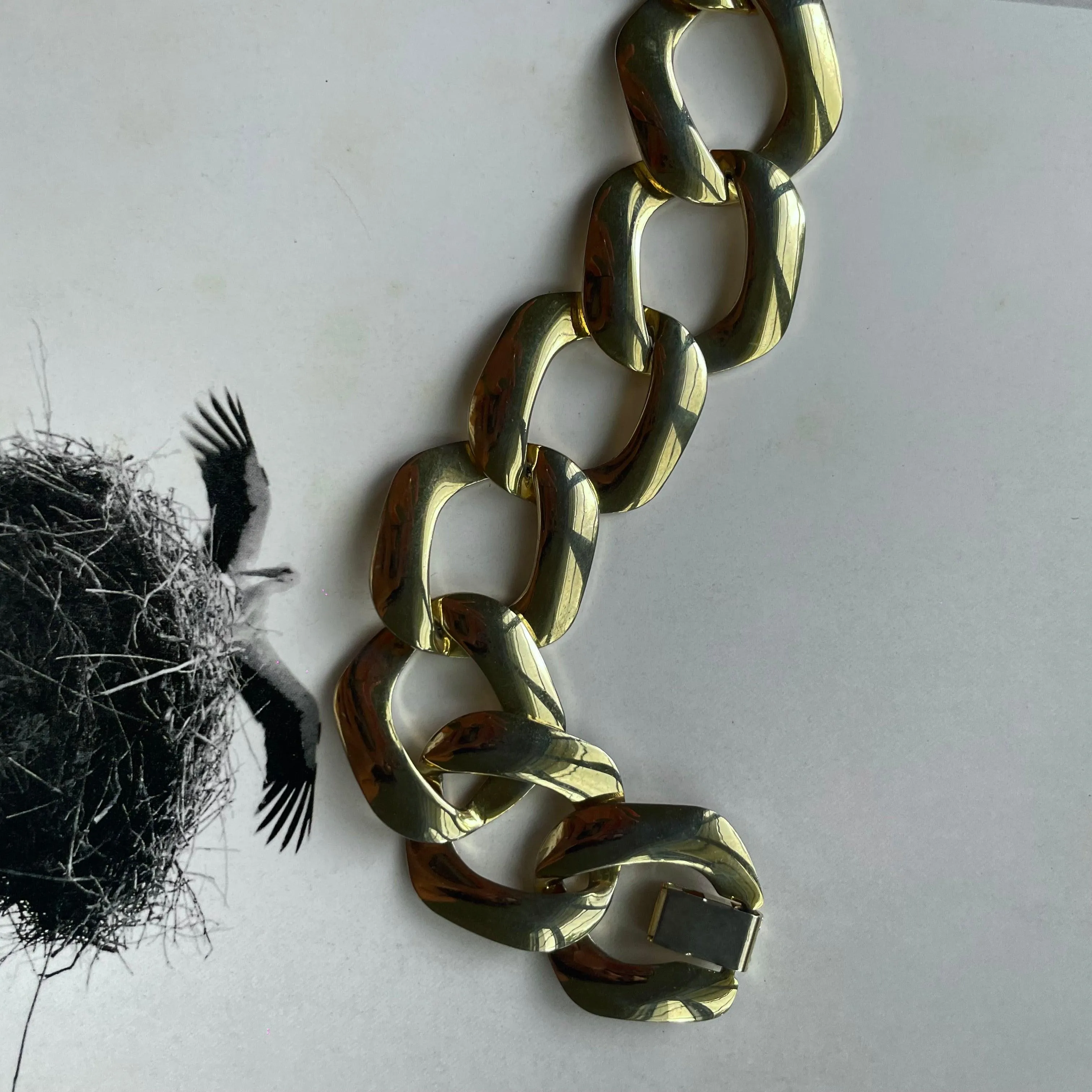 Vintage 1980s Bold Chunky Gold Toned Link Necklace